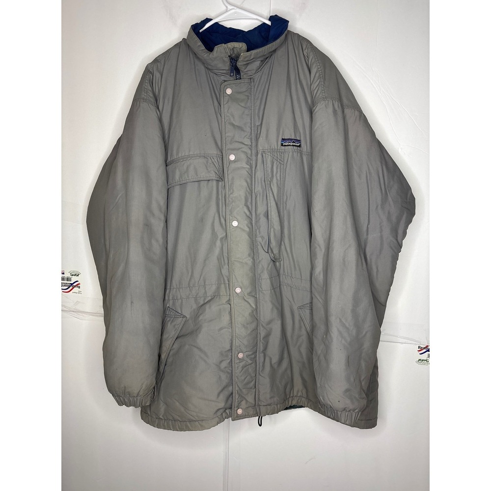 VTG Patagonia Men's Insulated Parka Jacket Gray Size L Hooded‎ Winter Warm HK